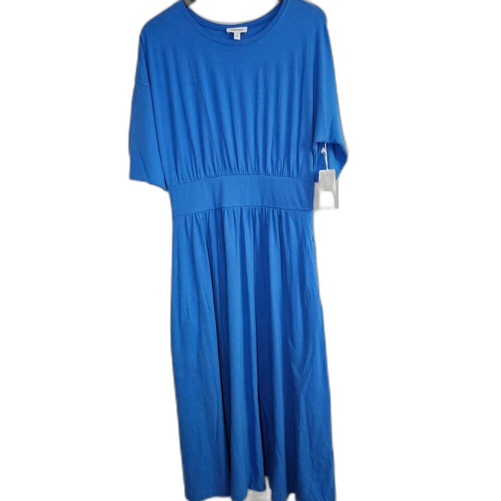 NWT Nordstrom Bright Blue T-Shirt Maxi Dress Cotton Modal Spandex sz M